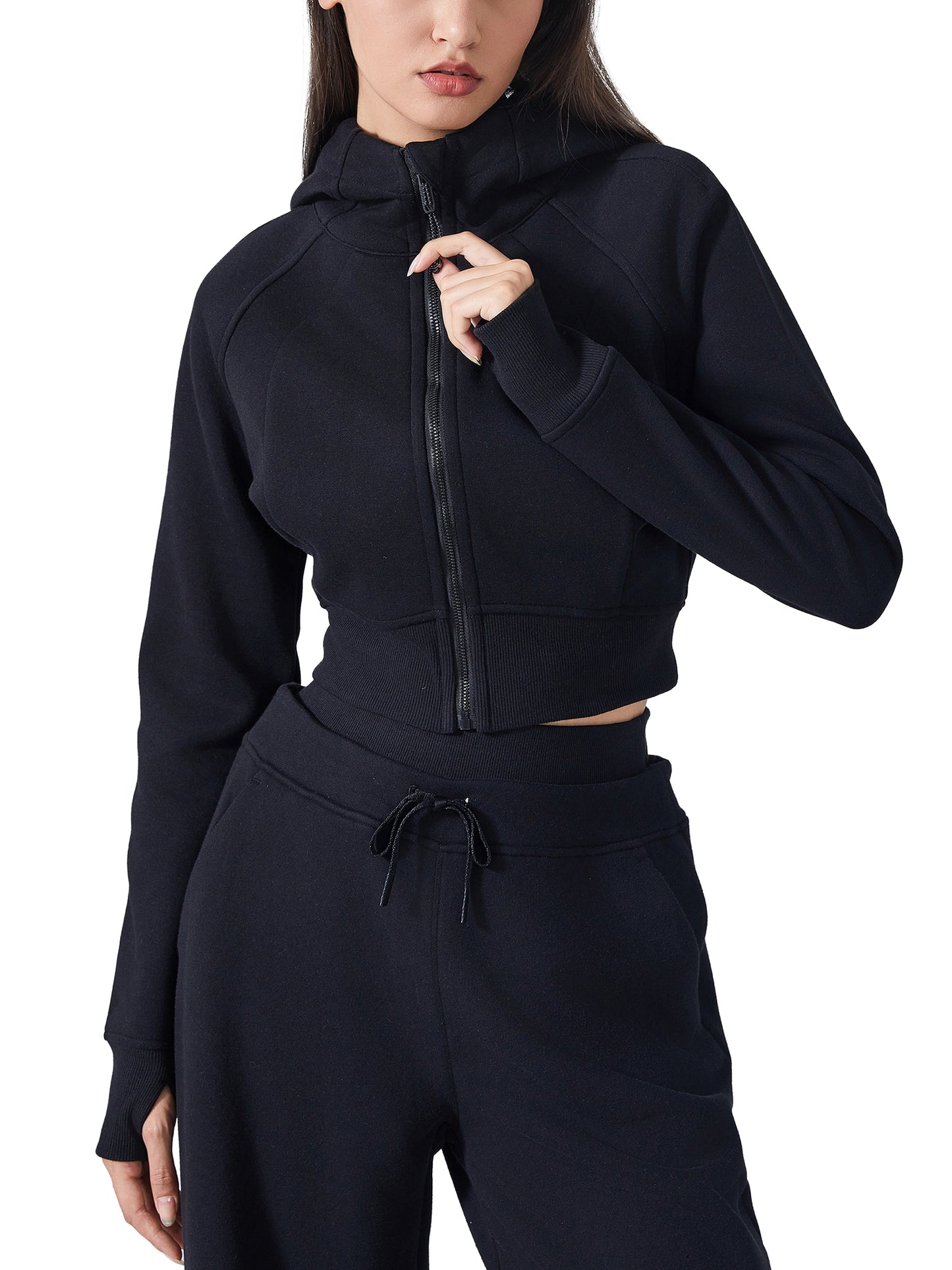 Cropped Zip-Through Hoodie
