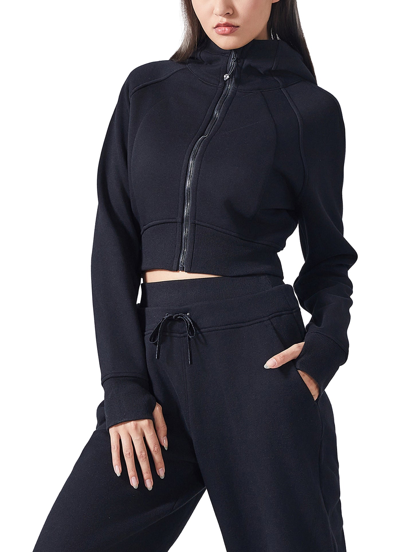 Cropped Zip-Through Hoodie